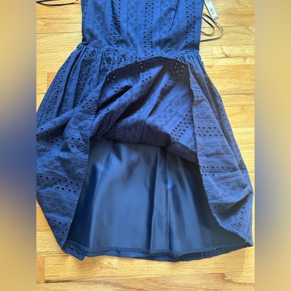 NWT Lauren Conrad Back Cutout Navy Blue Lined Eyelet Sleeveless Dress - Picture 5 of 6